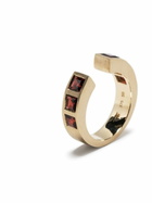 Tom Wood Gold-Tone Gate Square Garnet Ring