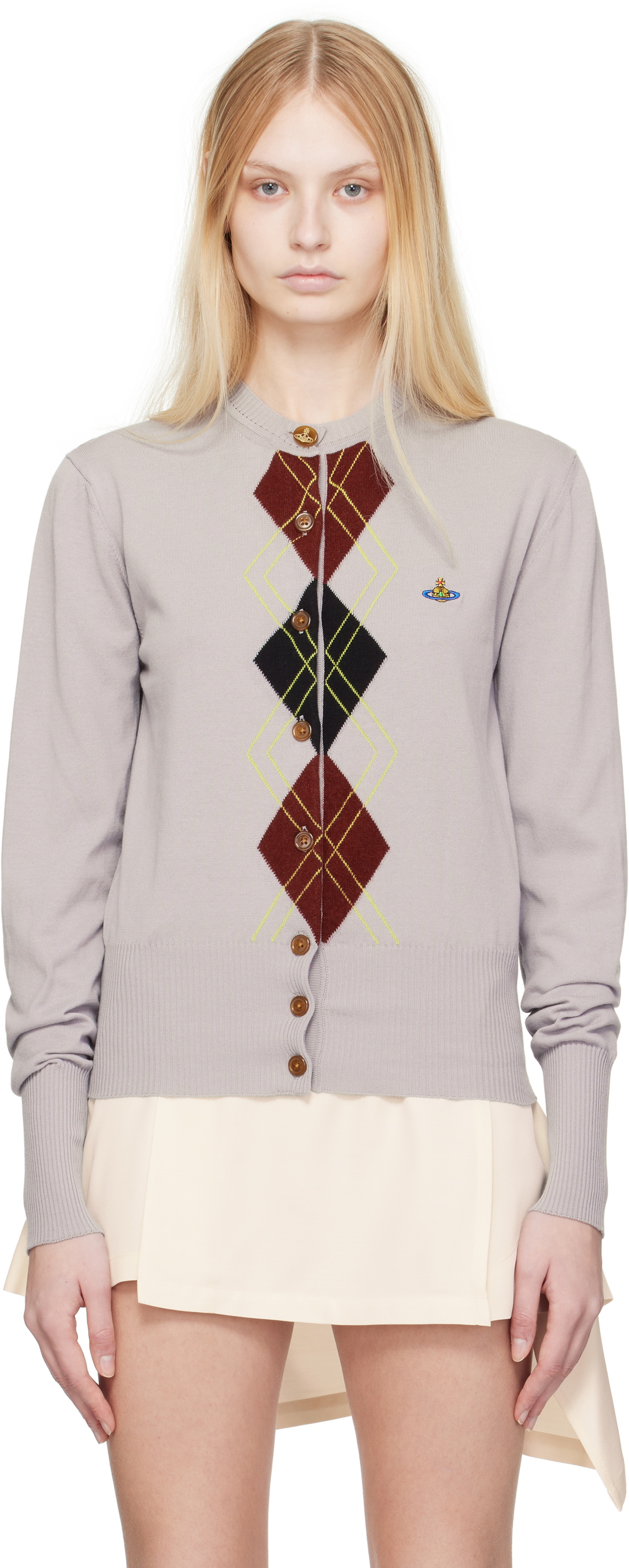 Vivienne Westwood Taupe Argyle Cardigan Vivienne Westwood