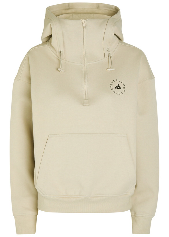 Photo: Adidas X Stella Mccartney Hooded Half-zip Cotton-blend Sweatshirt Beige