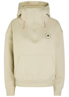 Adidas X Stella Mccartney Hooded Half-zip Cotton-blend Sweatshirt Beige