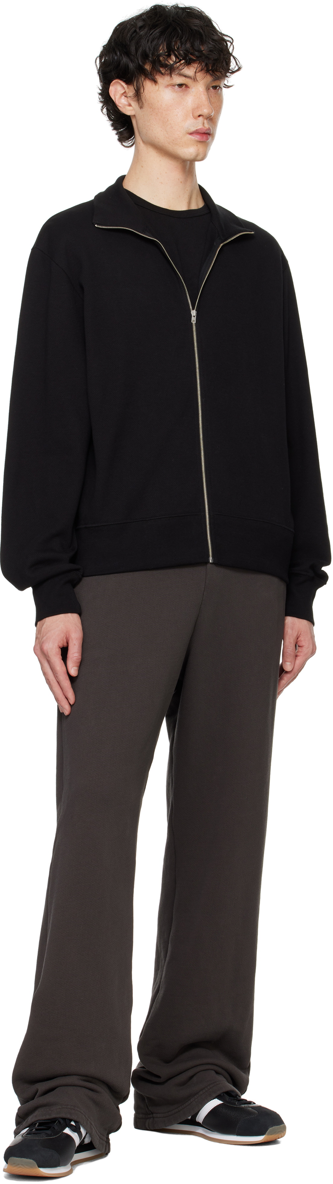 Lady White Co. Black Mesh Full Zip Sweater