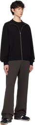 Lady White Co. Black Mesh Full Zip Sweater