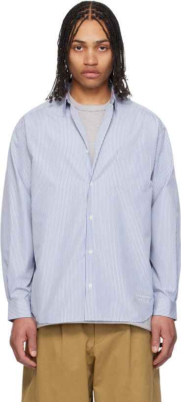 Photo: Comme des Garçons Homme Blue & White Cotton Stripes Shirt