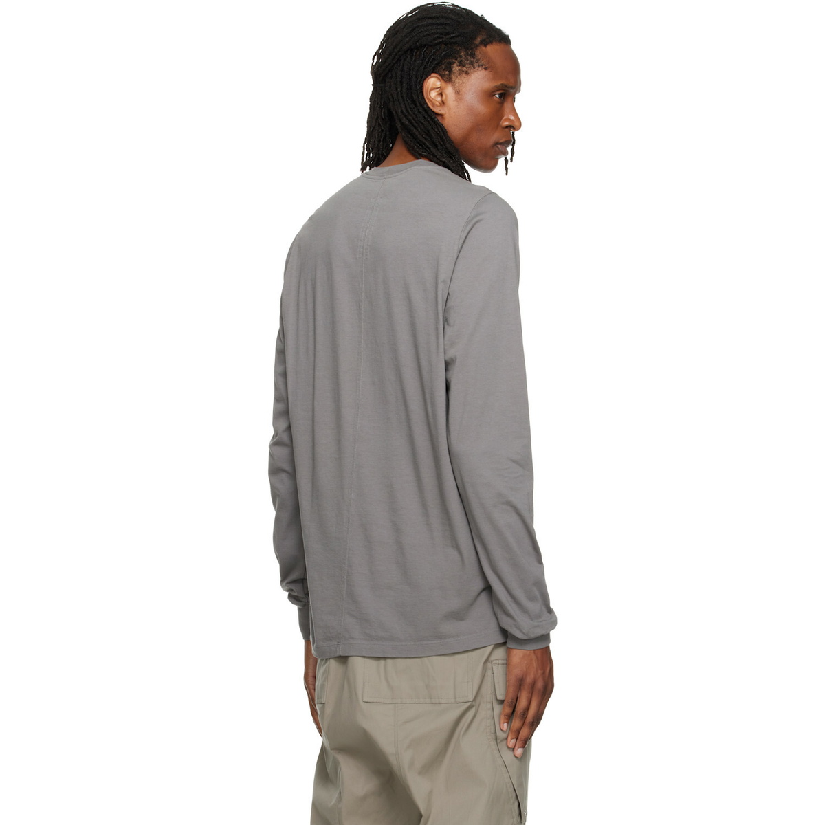 Rick Owens Gray Tower Short Crewneck LS T-shirt