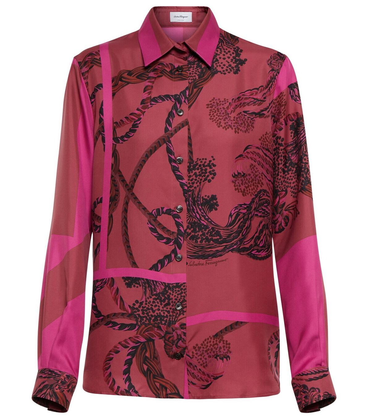 今ならほぼ即納！ Printed - Ferragamo silk Ferragamo Salvatore shirt トップス