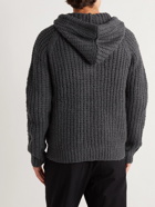Rag & Bone - Logo-Embroidered Ribbed-Knit Zip-Up Hoodie - Gray