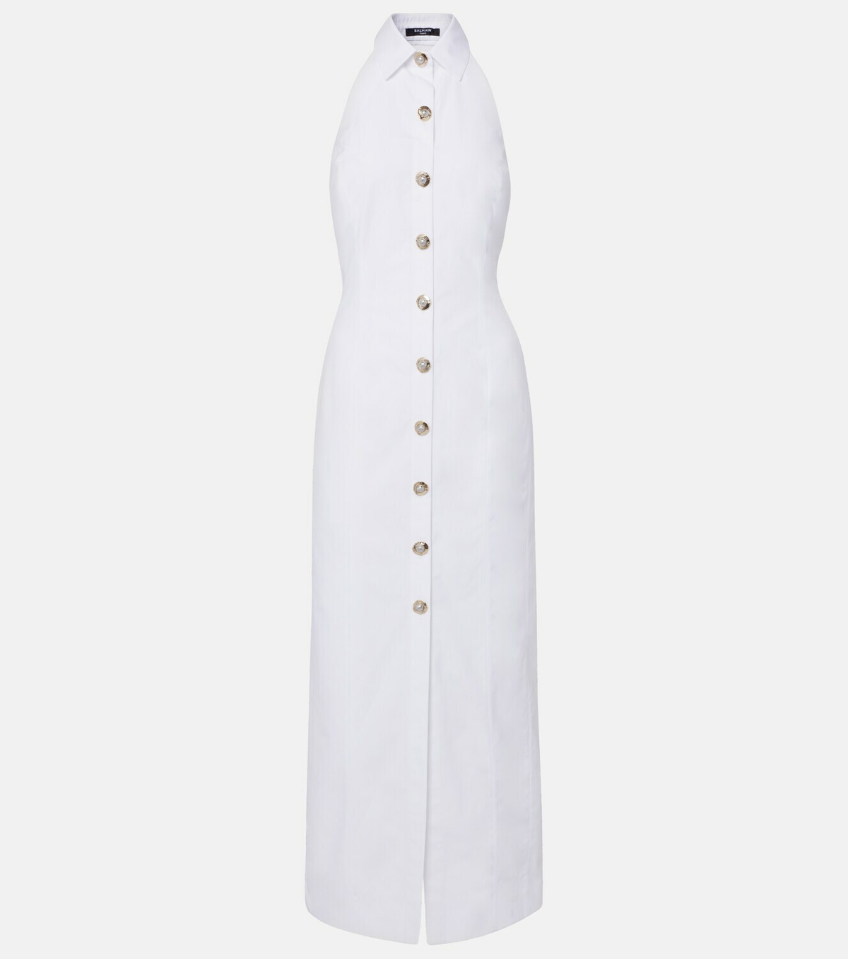 Balmain Open-back buttoned poplin shirt dress