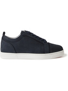 Christian Louboutin - Louis Junior Orlato Grosgrain-Trimmed Nubuck Sneakers - Blue