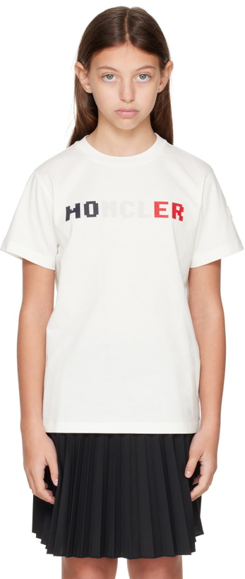 Photo: Moncler Enfant Big Kids White Print T-shirt