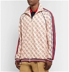 Gucci - Striped Webbing-Trimmed Logo-Print Tech-Jersey Track Jacket - Neutrals