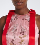 Erdem Bow-detail embellished satin crop top