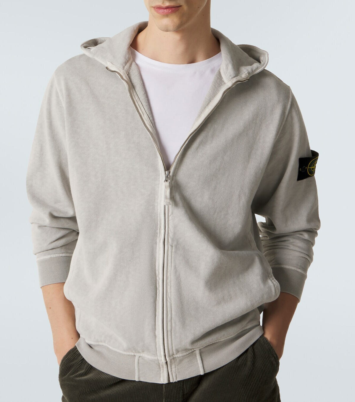 Stone Island Cotton jersey zip-up hoodie