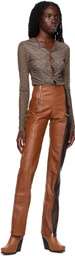 Jade Cropper Brown Zip Vent Leather Pants