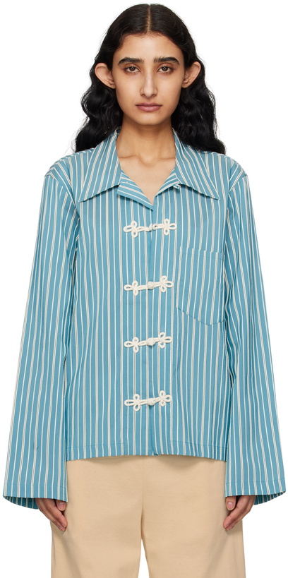 Photo: Bode Blue Shore Stripe Shirt