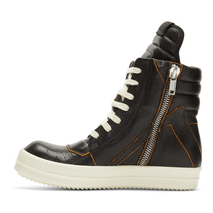 Rick Owens Black and Orange Geobasket High-Top Sneakers Rick Owens