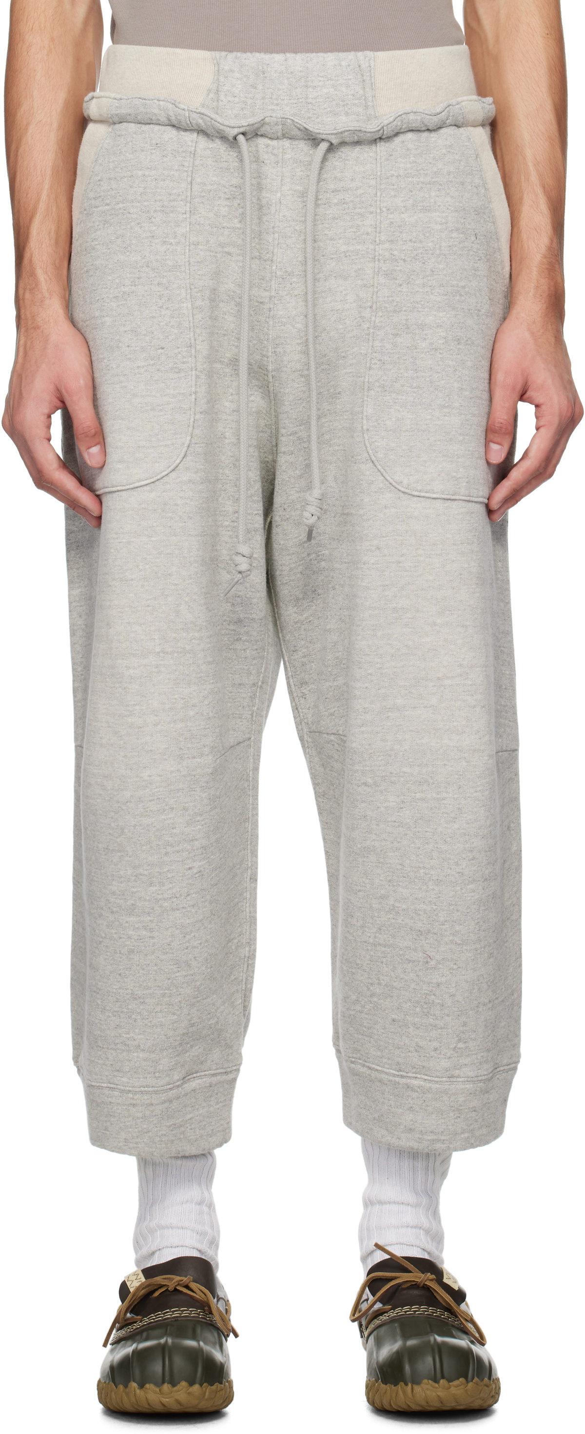 R13 Gray Deconstructed Cropped Sweatpants