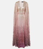 Jenny Packham Easy Breezy sequined caped gown