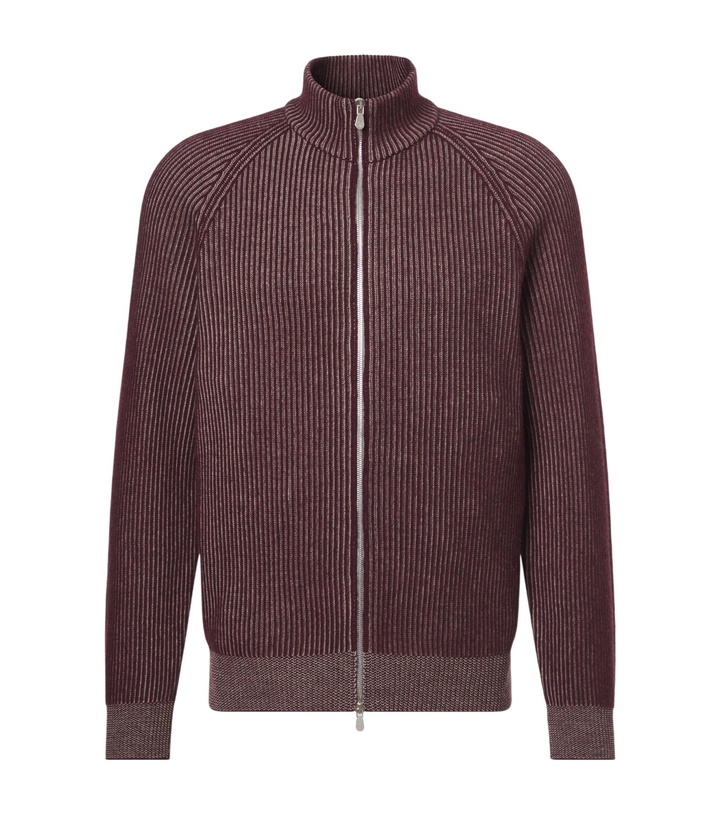 Photo: Brunello Cucinelli Ribbed-knit cashmere zip-up cardigan