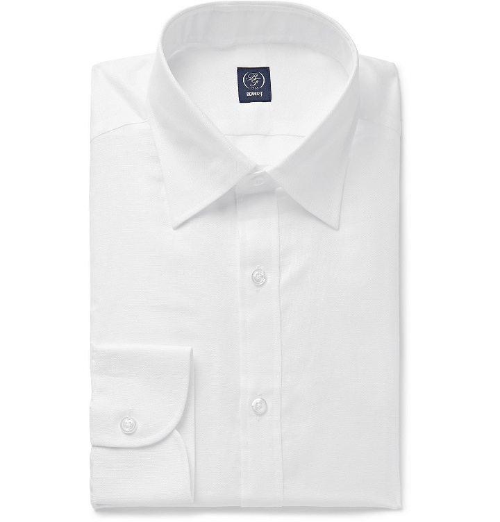 Photo: Beams F - Cutaway-Collar Slub Cotton and Linen-Blend Shirt - White