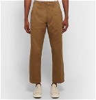 Monitaly - Cropped Cotton-Twill Trousers - Brown