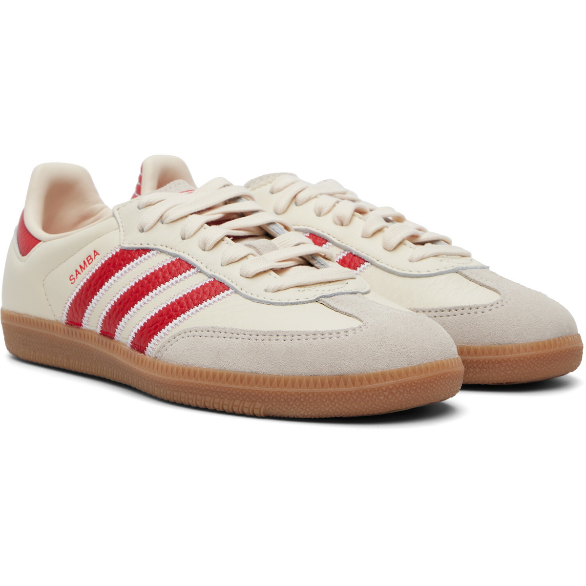 adidas Originals Off-White & Red Samba OG Sneakers