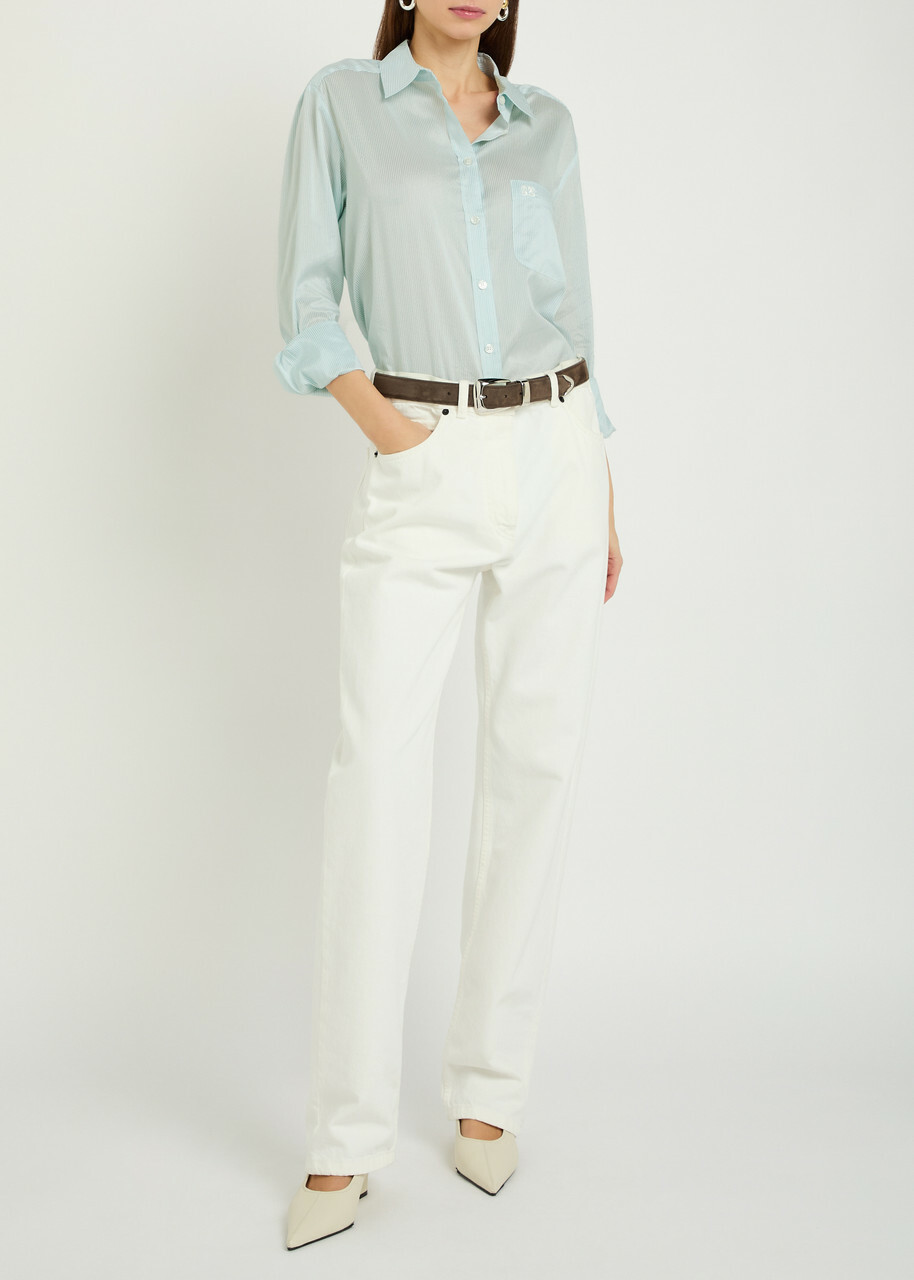 Blaze Milano Anabas Pinstripe Silk and Cotton-blend Shirt Light Blue