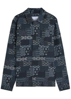 Les Deux Layton Jacquard Woven Overshirt Blue