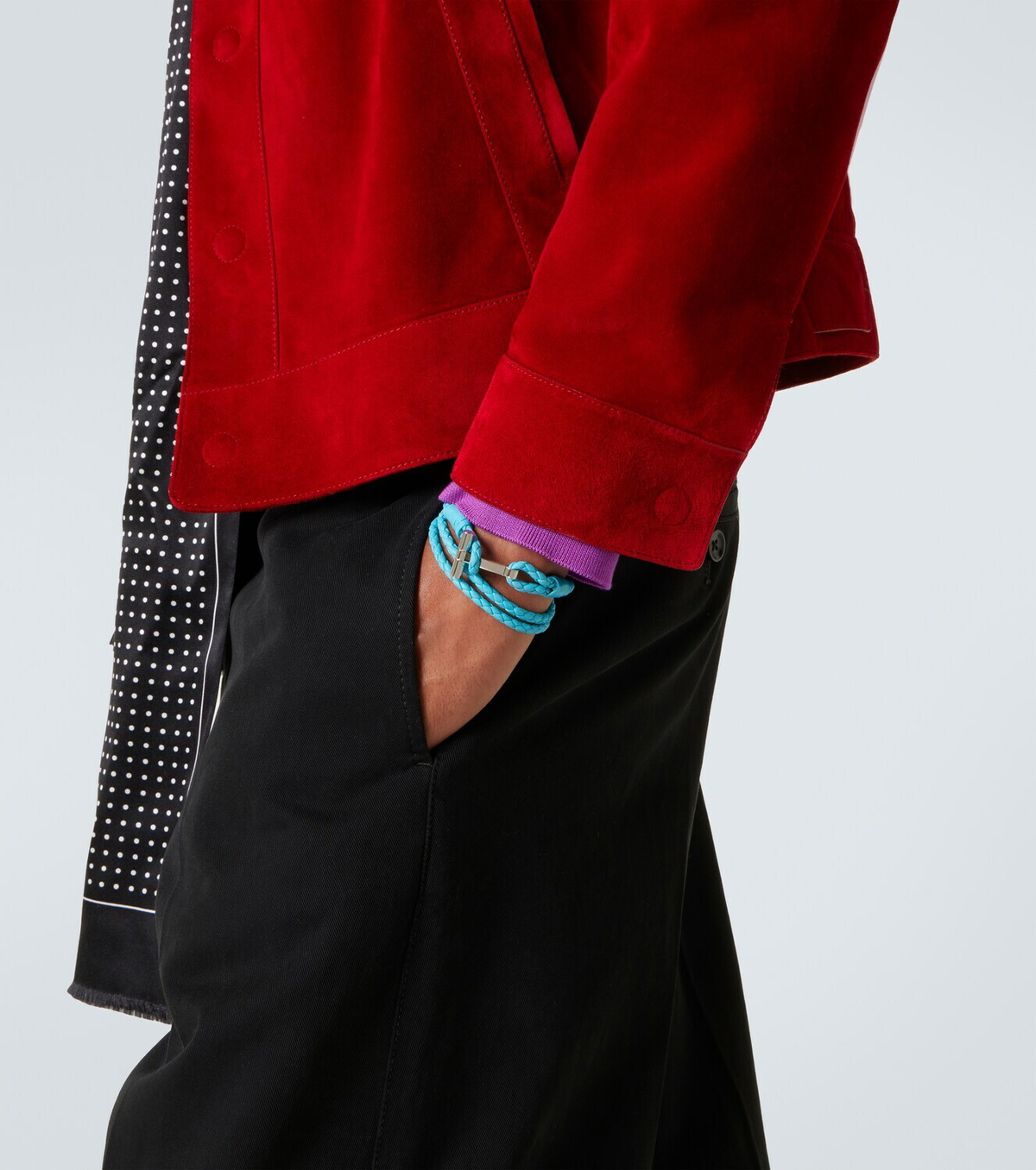 Tom Ford T braided leather bracelet