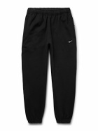 Nike - Solo Swoosh Tapered Logo-Embroidered Cotton-Blend Jersey Sweatpants - Black