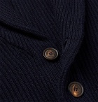 Brunello Cucinelli - Shawl-Collar Ribbed Cashmere Cardigan - Men - Midnight blue