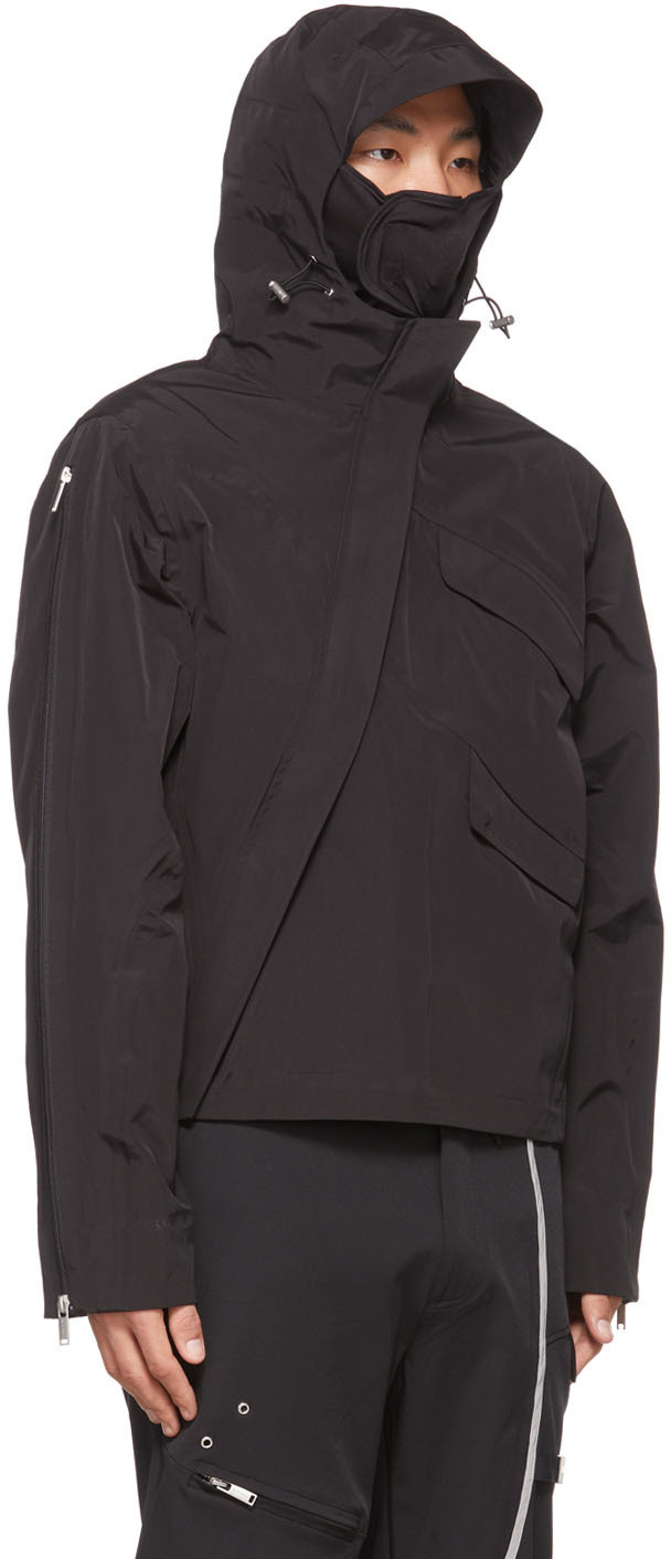 HELIOT EMIL Black Diagonal Zip Jacket Heliot Emil