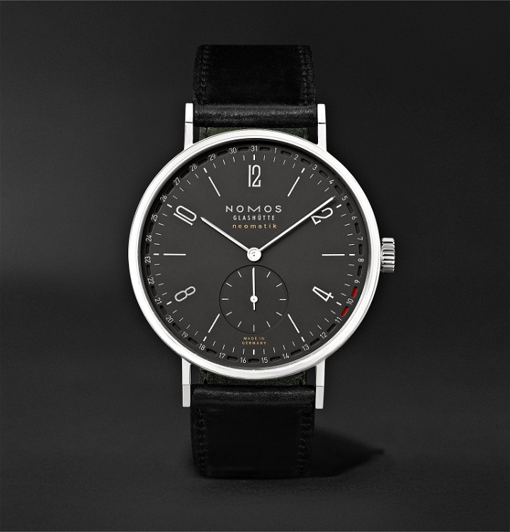Photo: NOMOS Glashütte - Tangente Neomatik Automatic 40.5mm Stainless Steel and Horween Cordovan Leather Watch, Ref. No. 181 - Gray