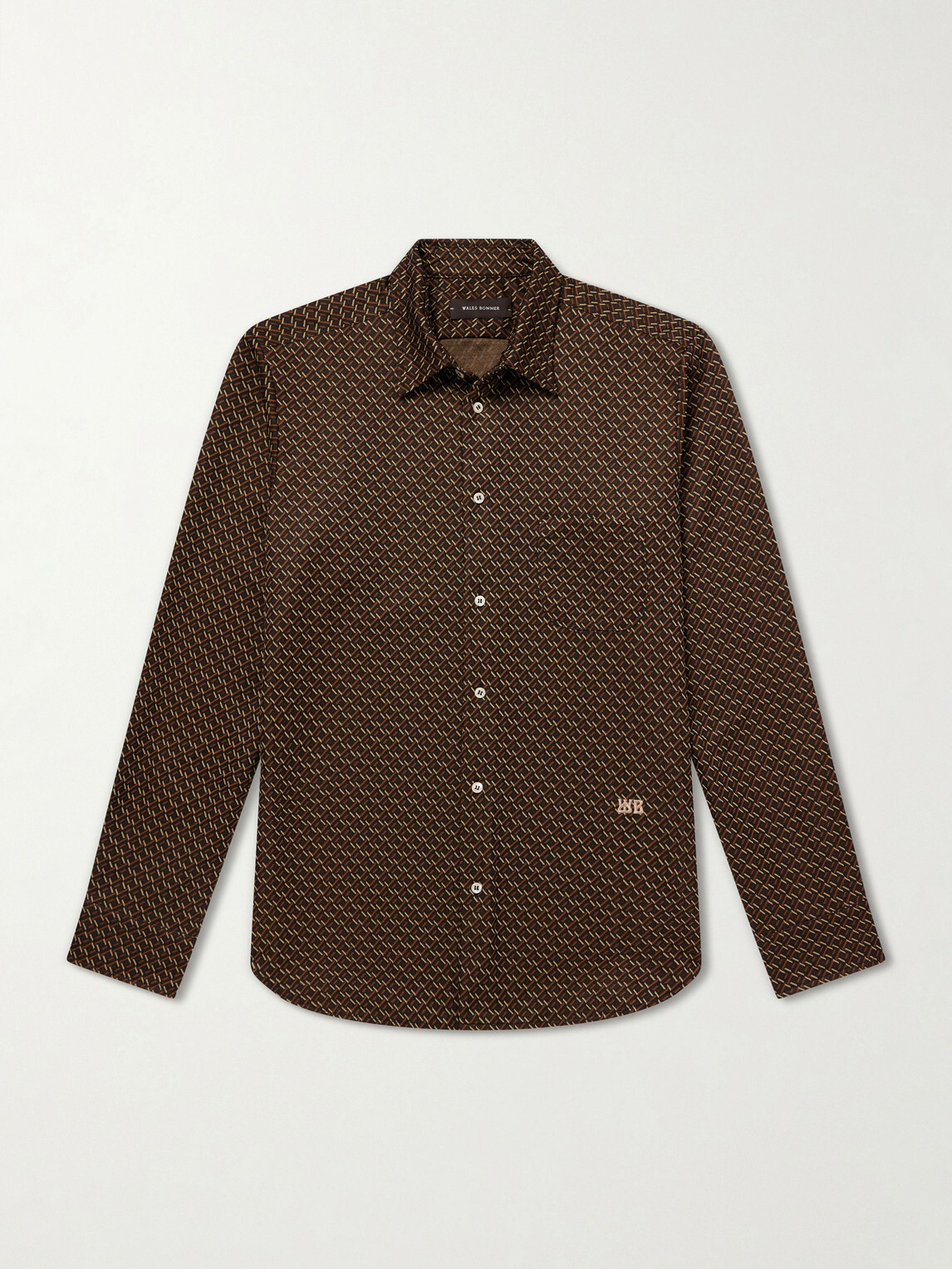 Wales Bonner - Doshi Button-Down Jacquard-Knit Shirt - Brown