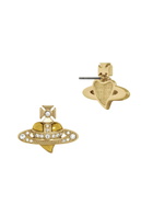 Vivienne Westwood New Diamante Heart Stud Earrings - Gold - One Size