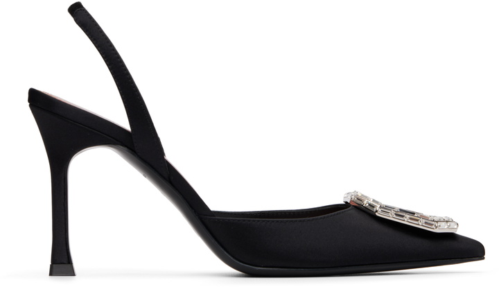 Photo: Amina Muaddi Black Camelia Sling 90 Heels