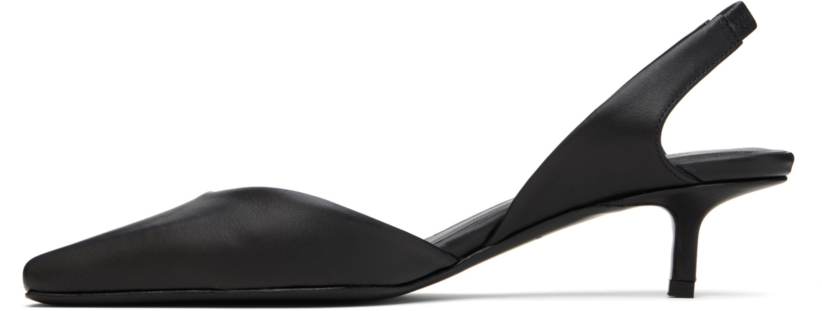 Loulou de Saison Black Akila LDS Leather Slingback Heels
