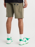 Off-White - Straight-Leg Logo-Print Cotton-Jersey Shorts - Green