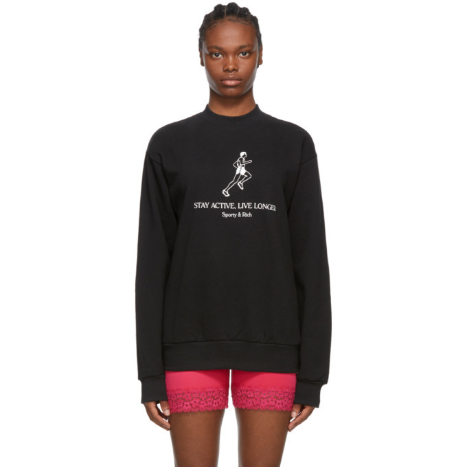 Sporty and Rich Black Live Longer Sweatshirt Sporty Rich