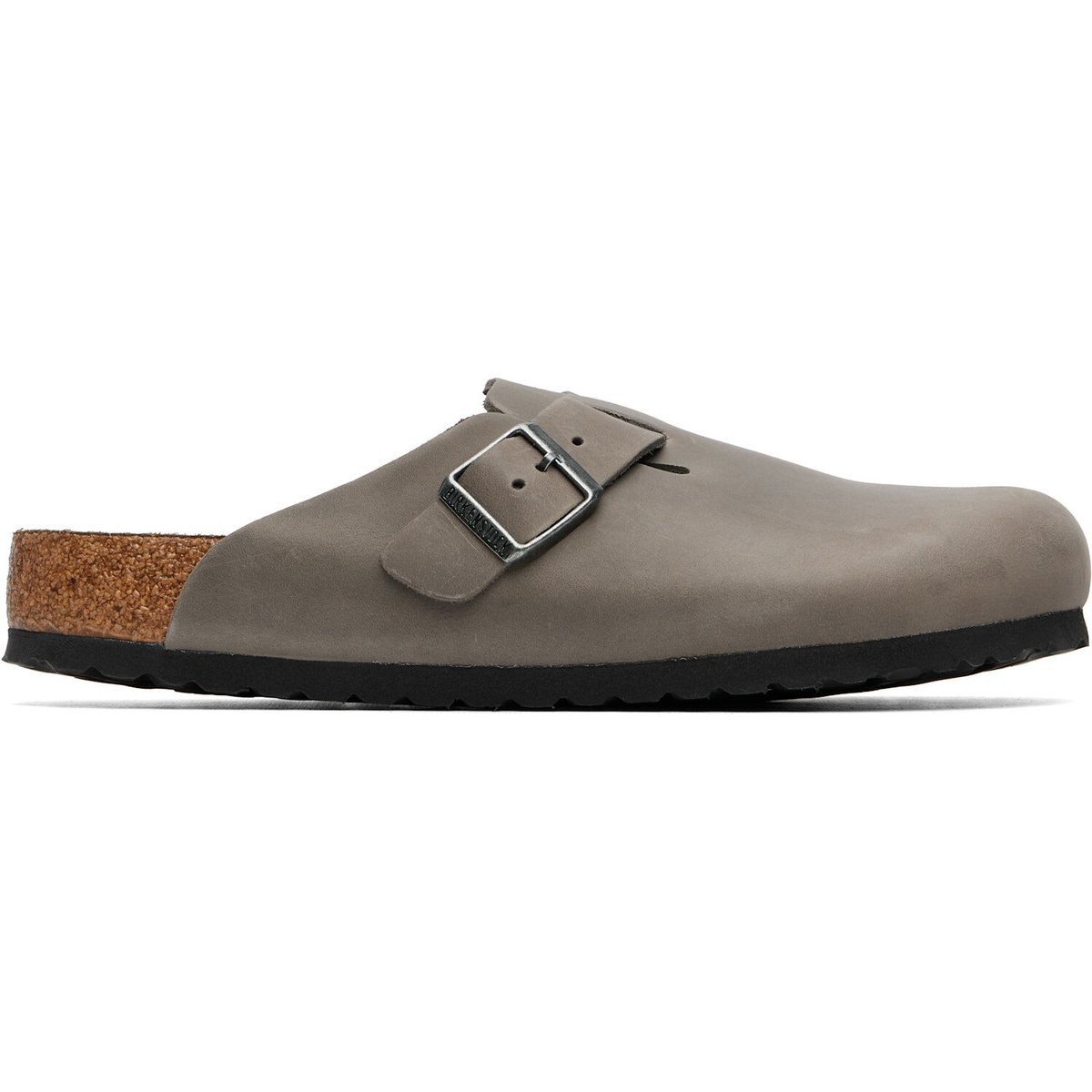 Birkenstock Gray Regular Boston Soft Footbed Oiled Leather Loafers