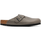 Birkenstock Gray Regular Boston Soft Footbed Oiled Leather Loafers