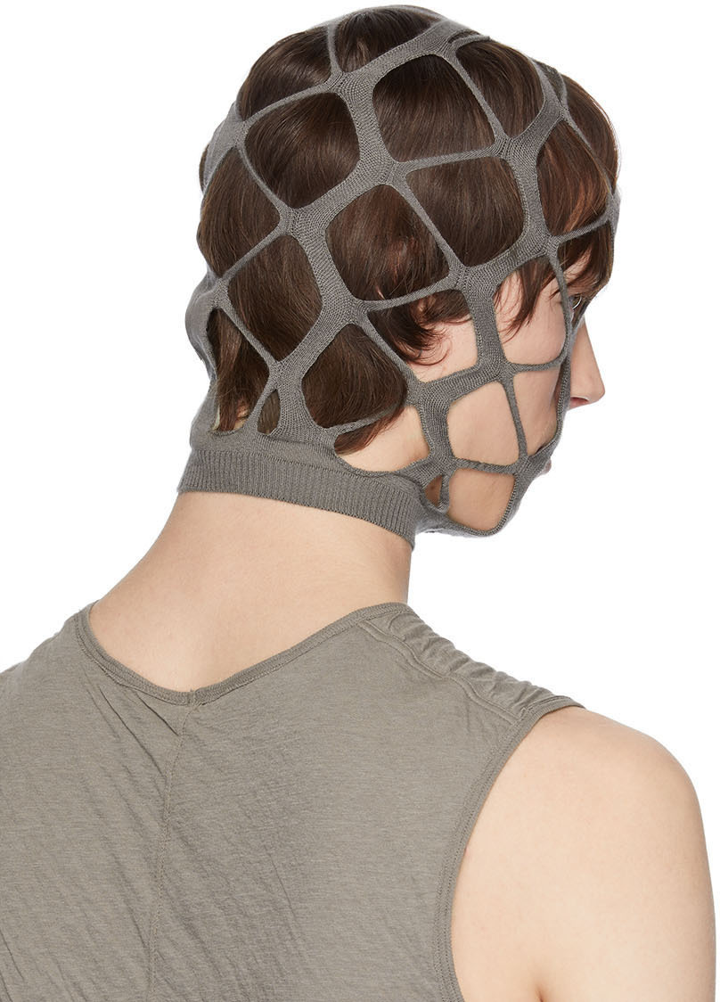 Rick Owens Taupe Net Balaclava Rick Owens