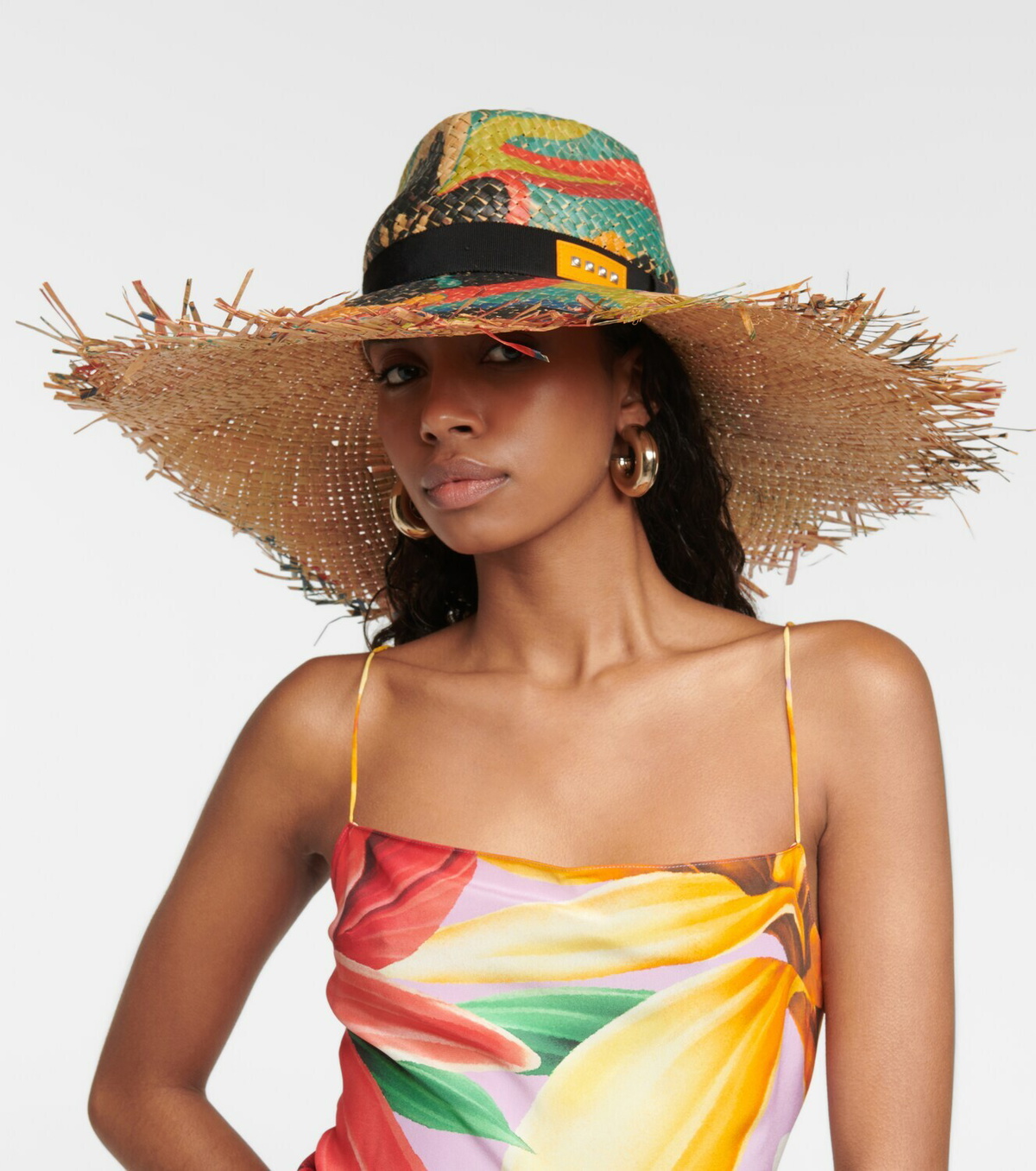 Etro - Striped raffia hat