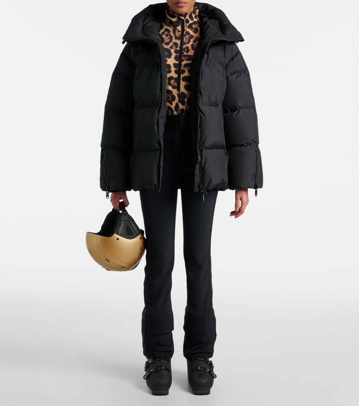 Goldbergh Leona leopard-print half-zip ski top
