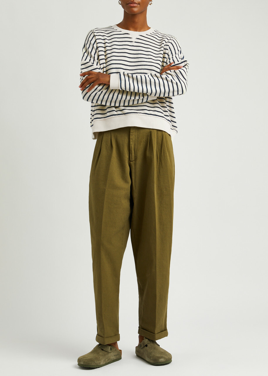 Ymc Almost Grown Striped Terry Sweatshirt Navy
