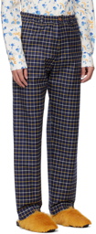Marni Navy Checked Trousers