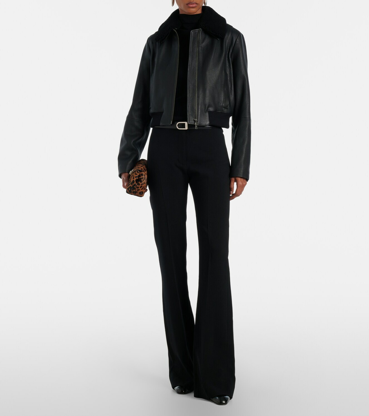 Vince Shearling-trimmed leather jacket