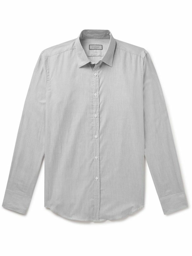 Photo: Canali - Herringbone Cotton Shirt - Gray