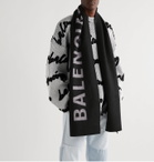 Balenciaga - Reversible Intarsia Wool Scarf - Black