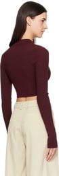 The Frankie Shop Burgundy Giselle Cropped Knit Polo
