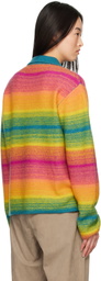 The Elder Statesman Multicolor Blurry Stripe Rugby Polo